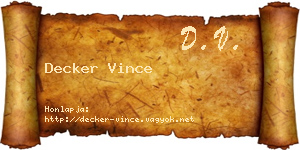 Decker Vince névjegykártya